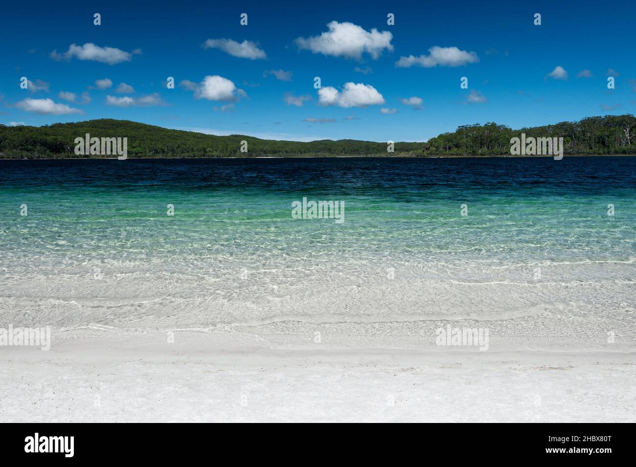 Outstanding Lake McKenzie on Fraser Island, world's largest sand island. Stock Photo
