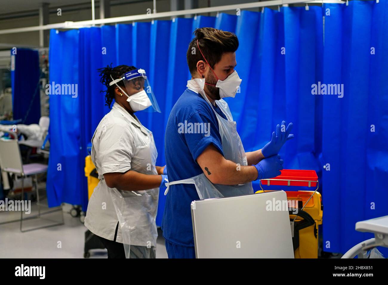 Medical Staff Wearing FFP3 Face Masks In A Critical Care Unit At King s