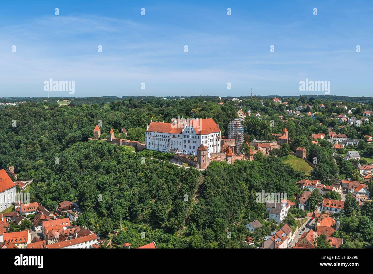 Aerial view to Landshut, district capital of Lower Bavaria Stock Photo