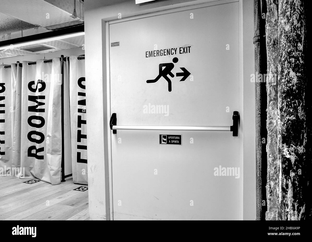 emergency exit from the dressing rooms Stock Photo