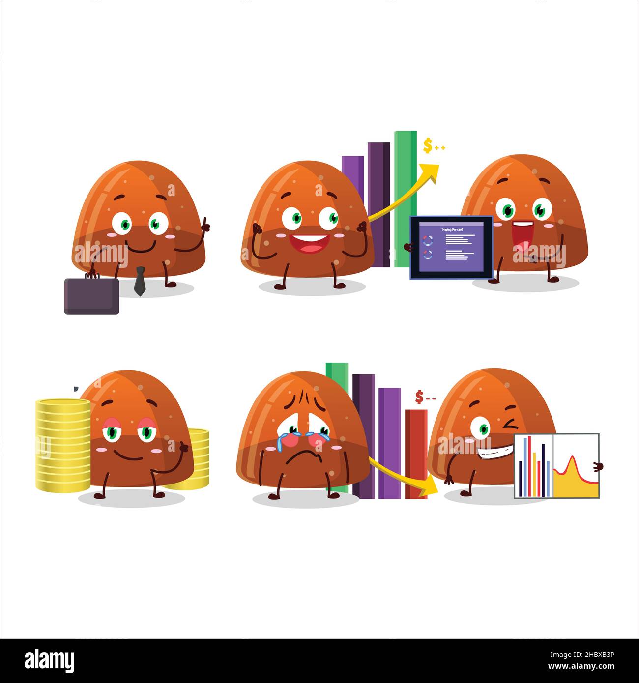 Orange jelly gummy candy character designs as a trader investment