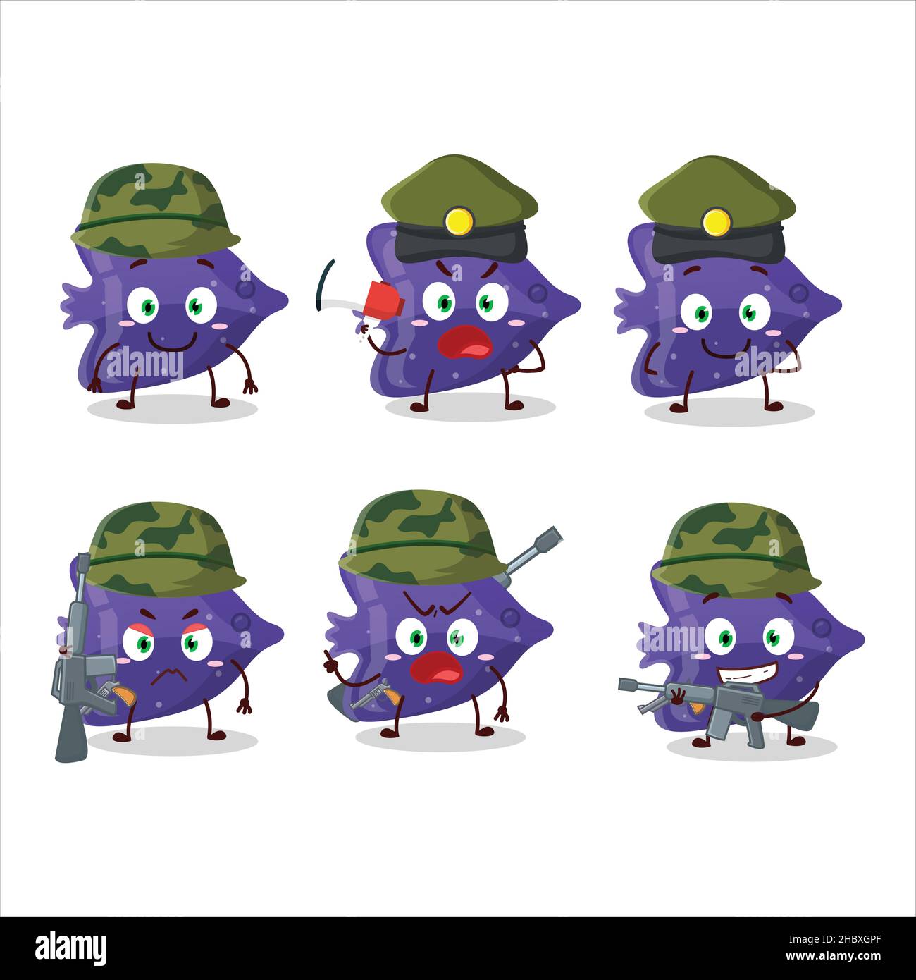 https://c8.alamy.com/comp/2HBXGPF/a-charming-soldier-fish-purple-gummy-candy-cartoon-picture-bring-a-gun-machine-vector-illustration-2HBXGPF.jpg