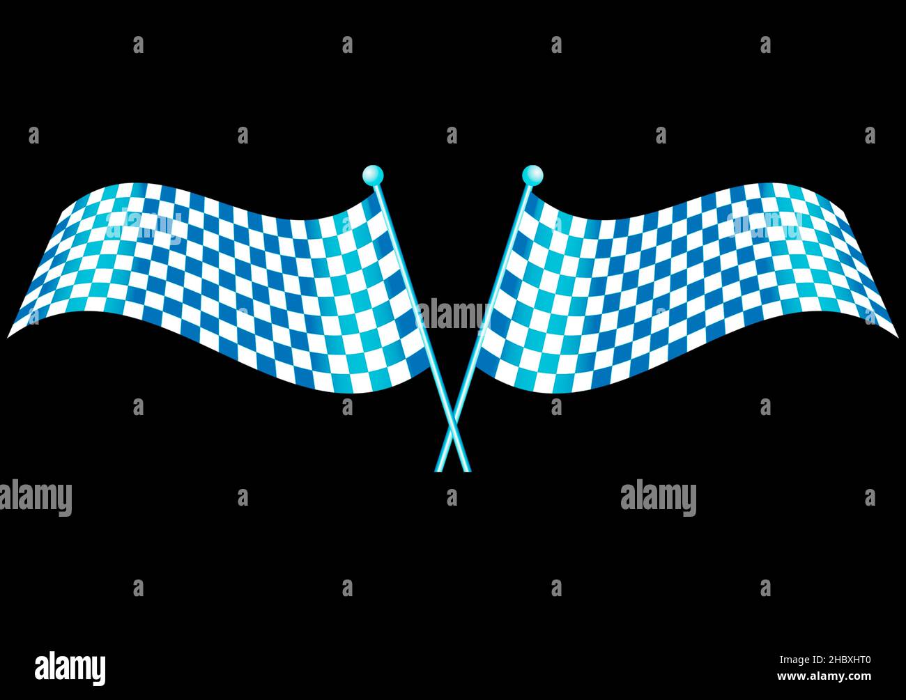 checkered racing flag cool - white teal blue flag Stock Photo