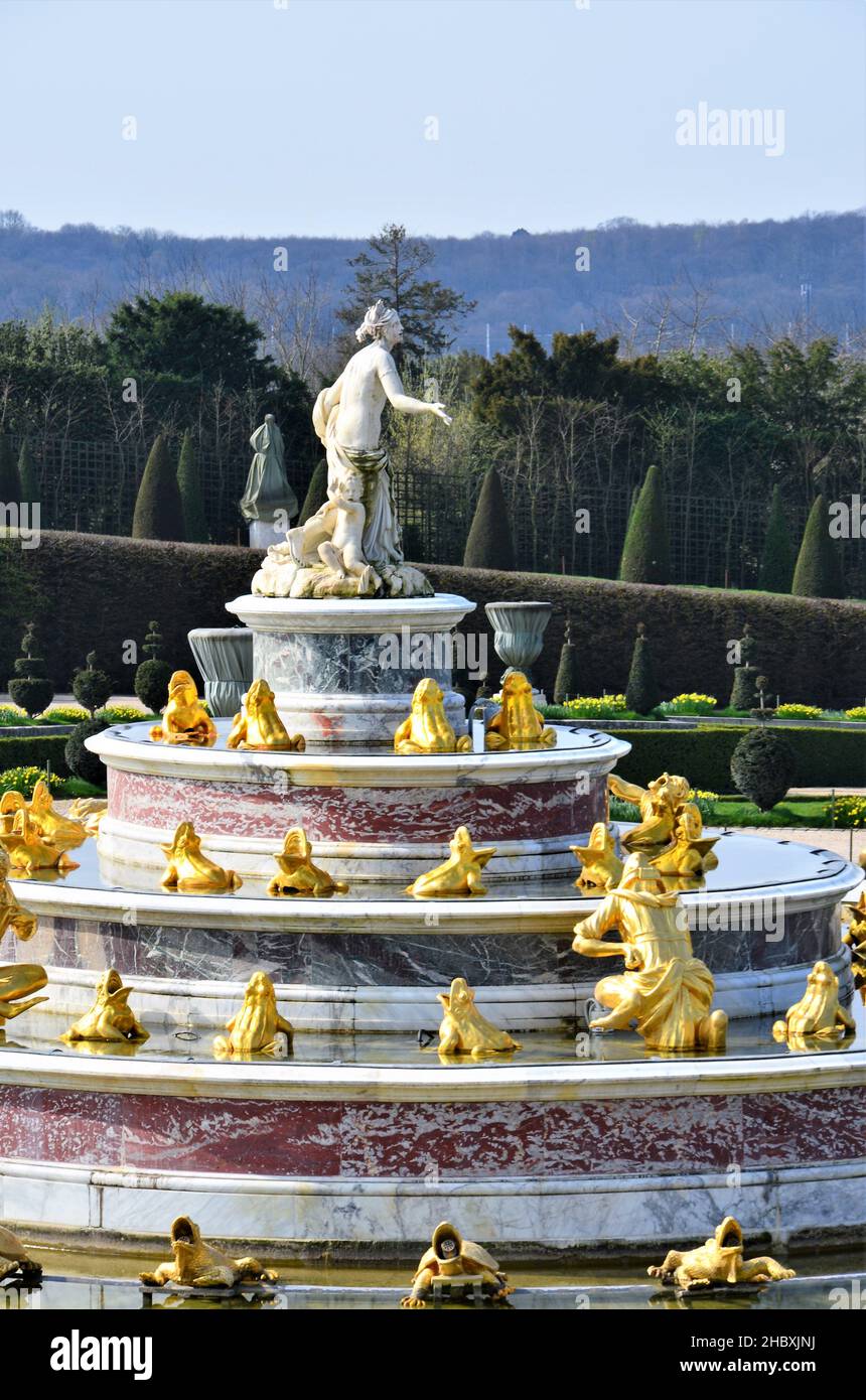 The Latona Fountain in the Garden of Versailles in France Stock Photo