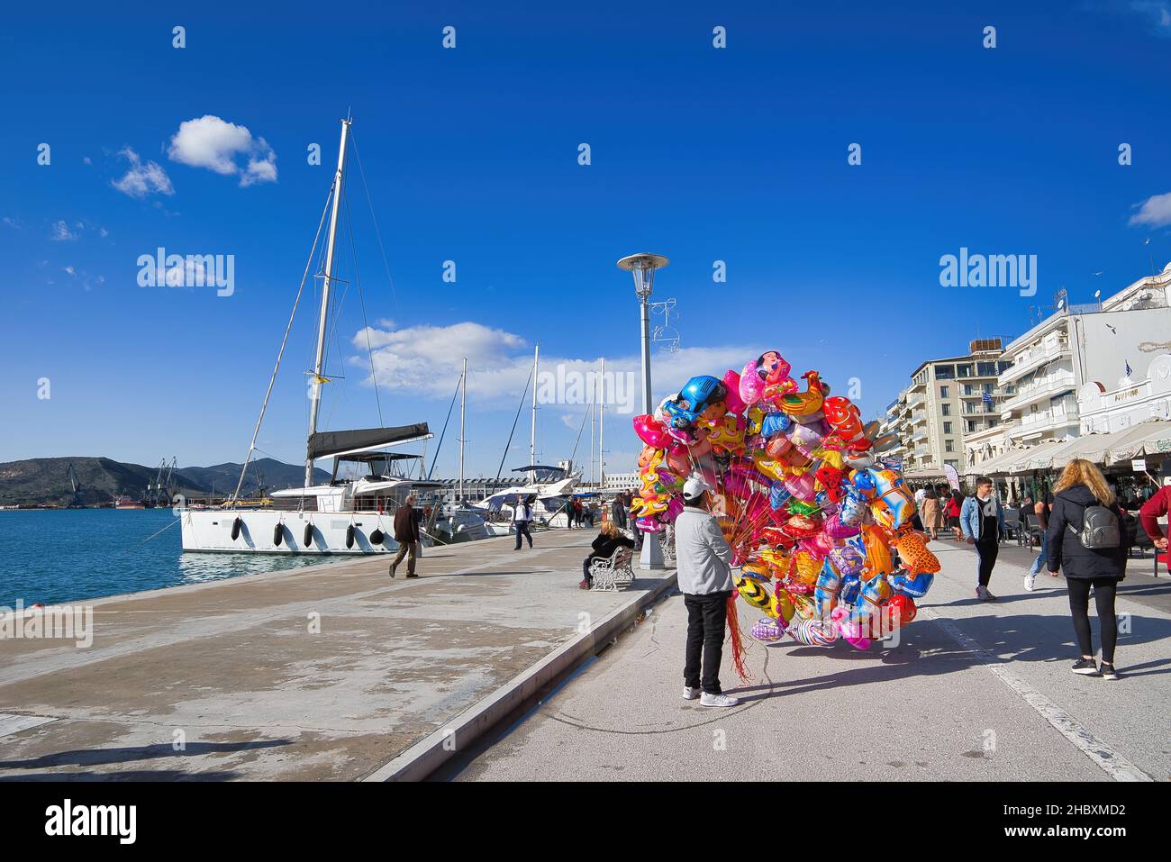 Volos, Greece, balloons on the beautiful waterfront Stock Photo