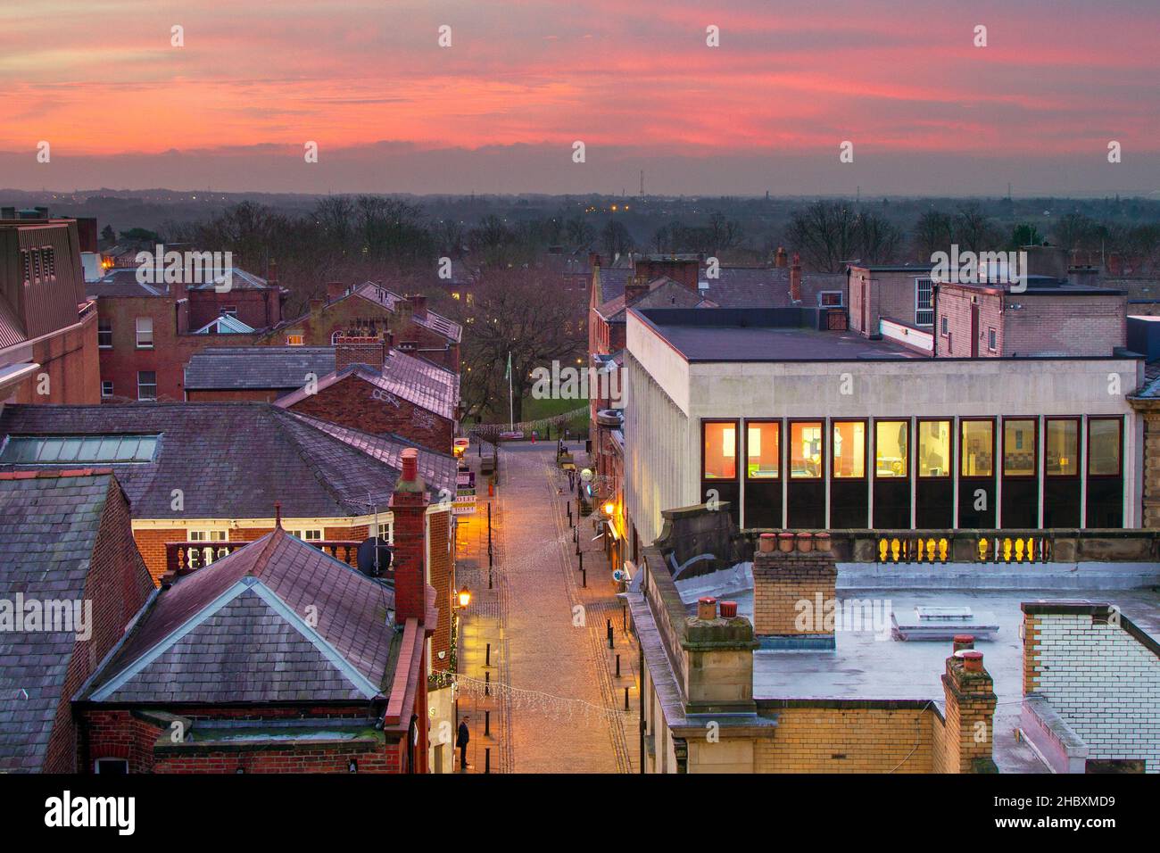 Preston, Lancashire. UK Weather 22 Dec 2021. The skyline of Preston