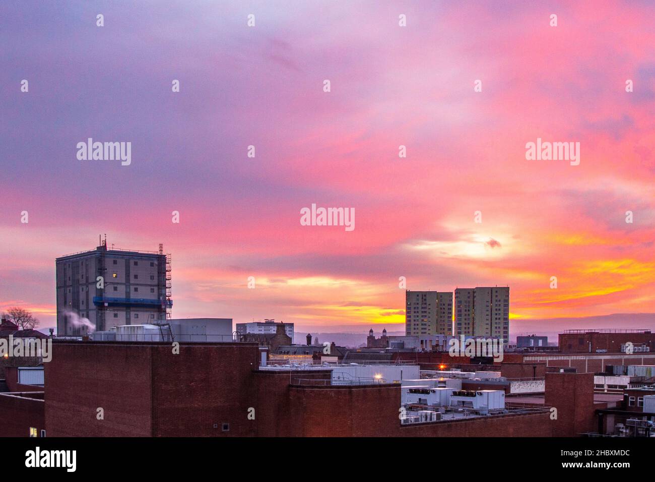 Preston, Lancashire. UK Weather 22 Dec 2021. The skyline of Preston