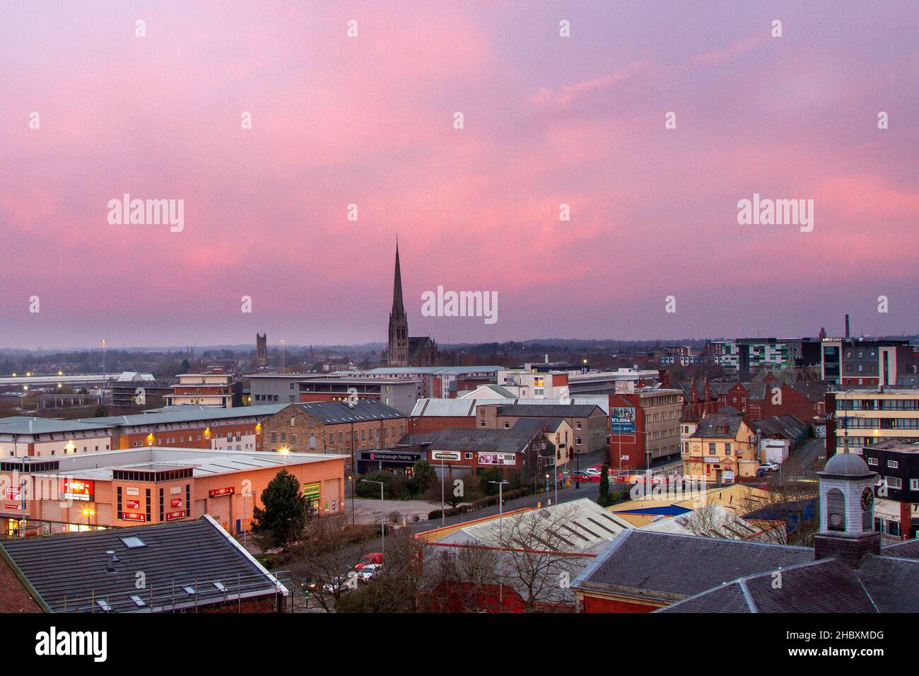 Preston, Lancashire. UK Weather 22 Dec 2021. The skyline of Preston