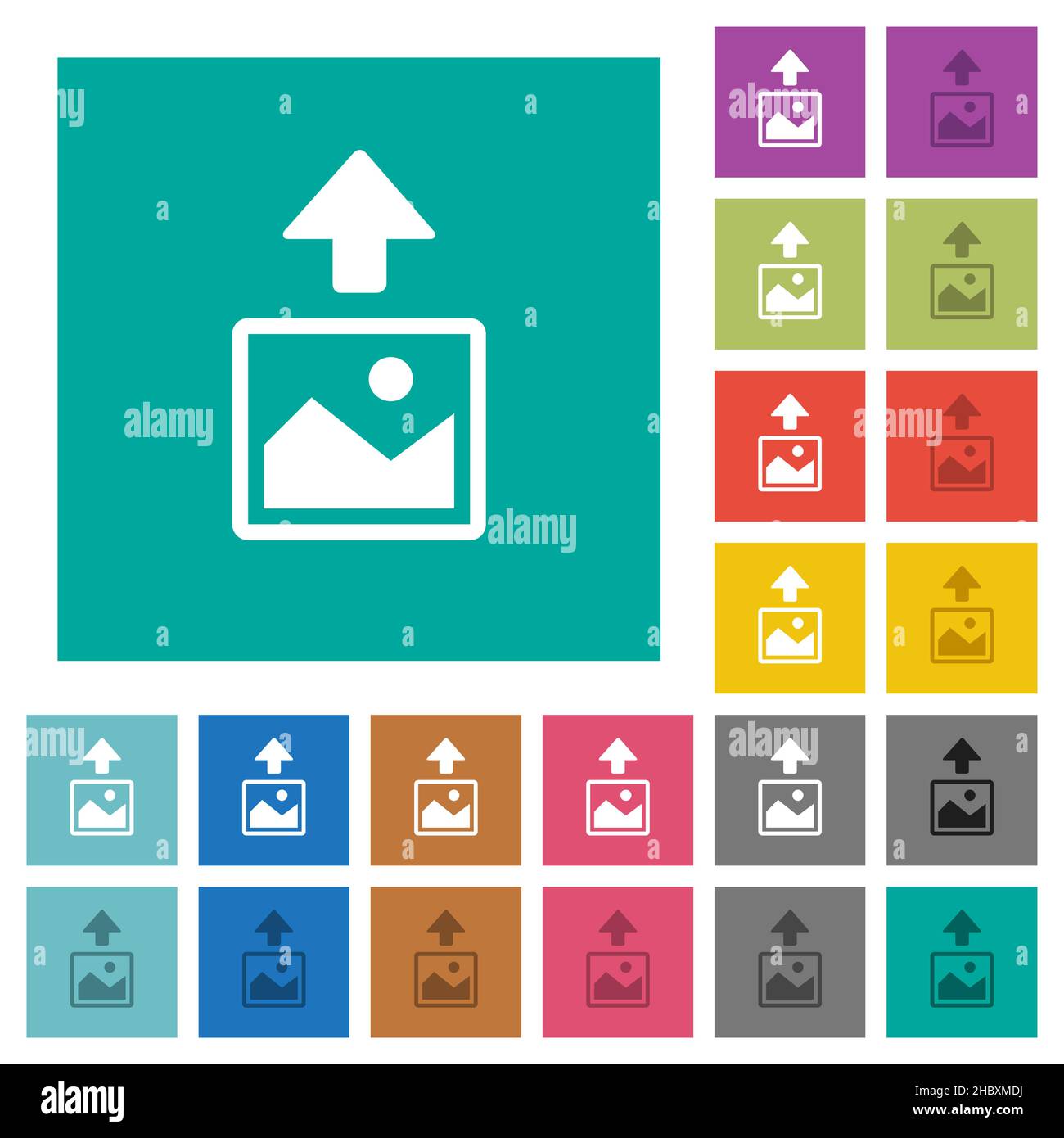 Upload image multi colored flat icons on plain square backgrounds ...