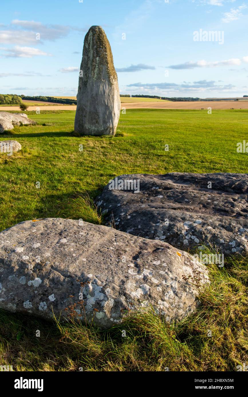Stonehenge Single standing stone on a sunny day 2021 Stock Photo