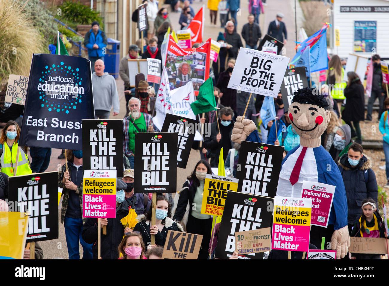 Kill the Bill March in Eastbourne 2021 Stock Photo