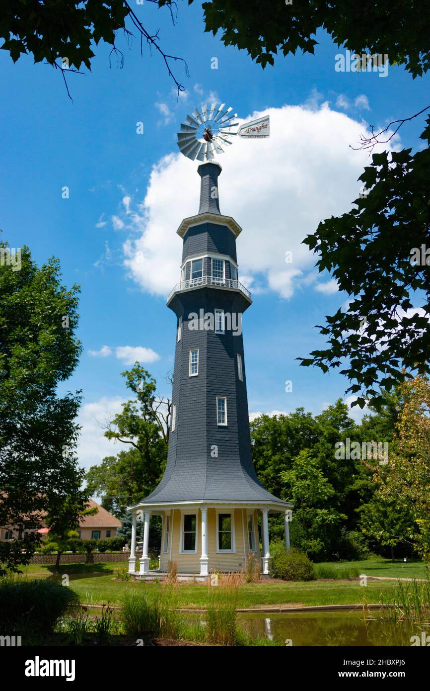 Oughton Estate Historic Windmill near Route 66 in Dwight Illinois Stock
