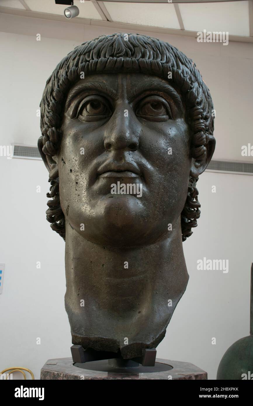 Head of Constantine statue in the Capitoline Museums, Rome, Italy Stock ...
