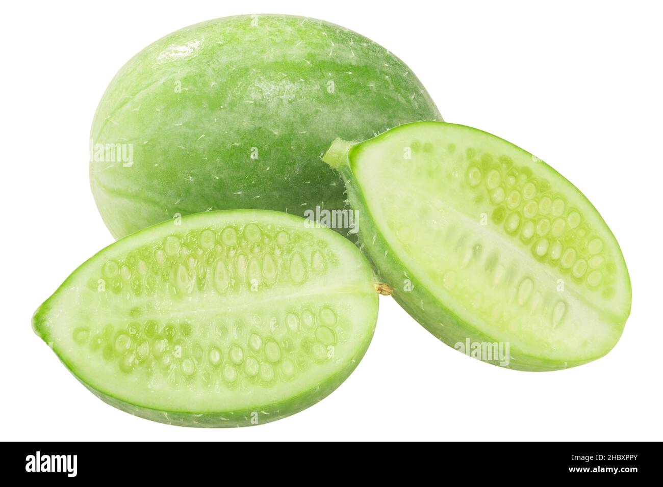 Maroon cucumber (Cucumis anguria) pepo fruits isolated Stock Photo