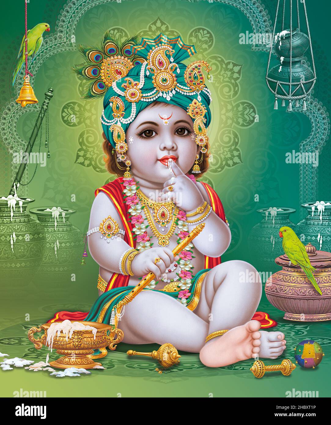 Lord Bal Krishna with colorful background wallpaper , God Bal Krishna  poster design for wallpaper Stock Photo - Alamy