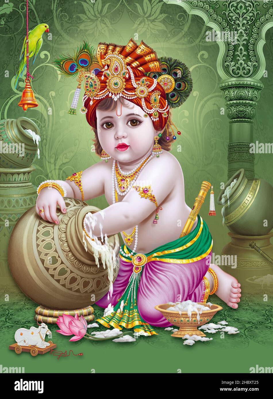 Lord Bal Krishna with colorful background wallpaper , God Bal Krishna  poster design for wallpaper Stock Photo - Alamy