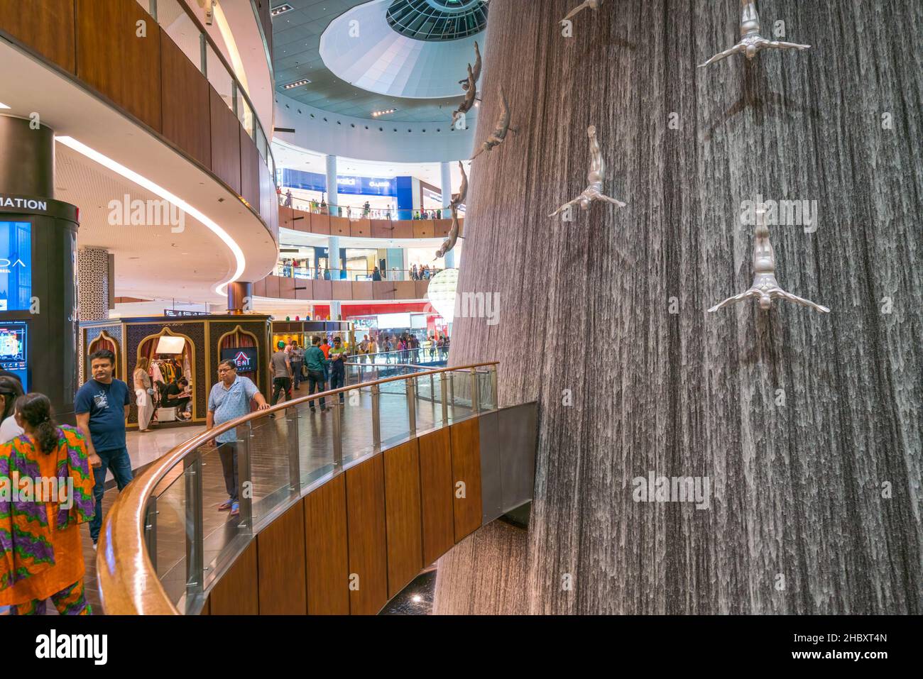 Dubai, UAE - 11.02.2017: People walking around in the Dubai Mall, big modern luxury shopping center. Stock Photo
