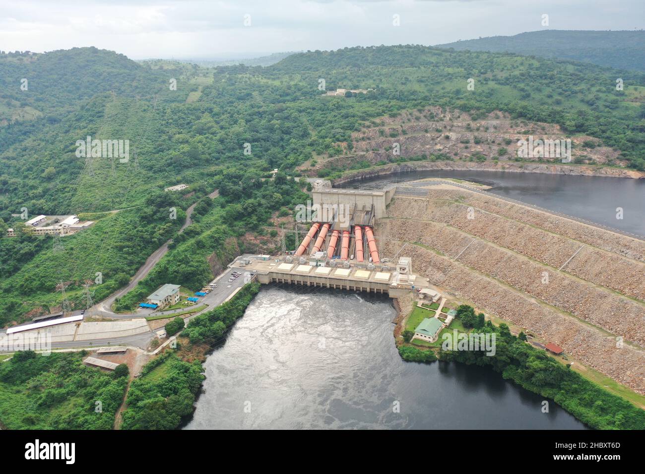 An aerial shot of the Akosombo dam Stock Photo - Alamy