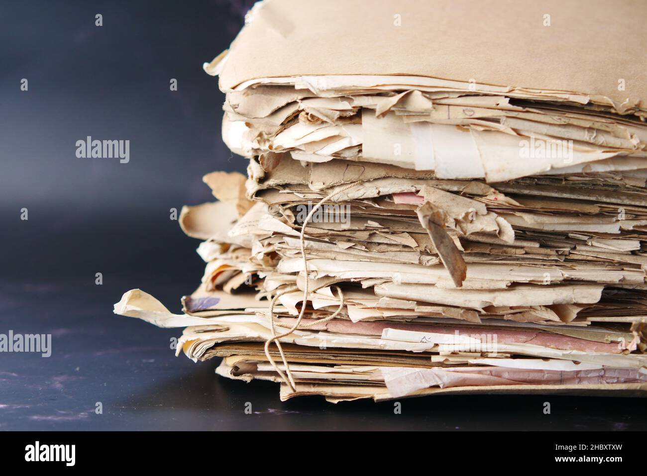 stack of Old papers on table  Stock Photo