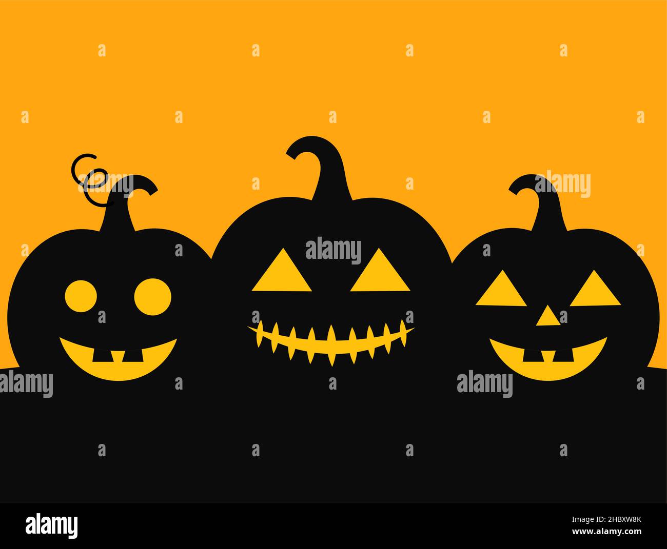 Halloween Jack O Lantern pumpkins spooky background. Vector ...