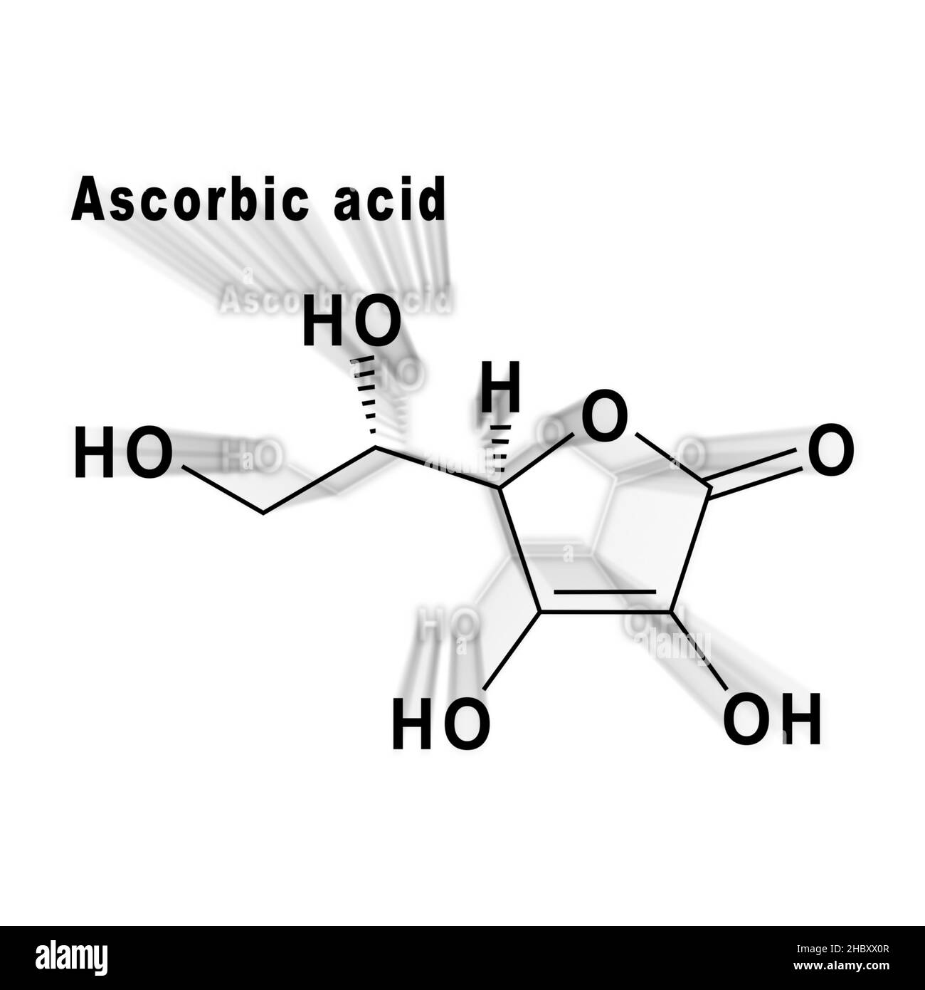 Ascorbic acid Structural chemical formula on a white background Stock