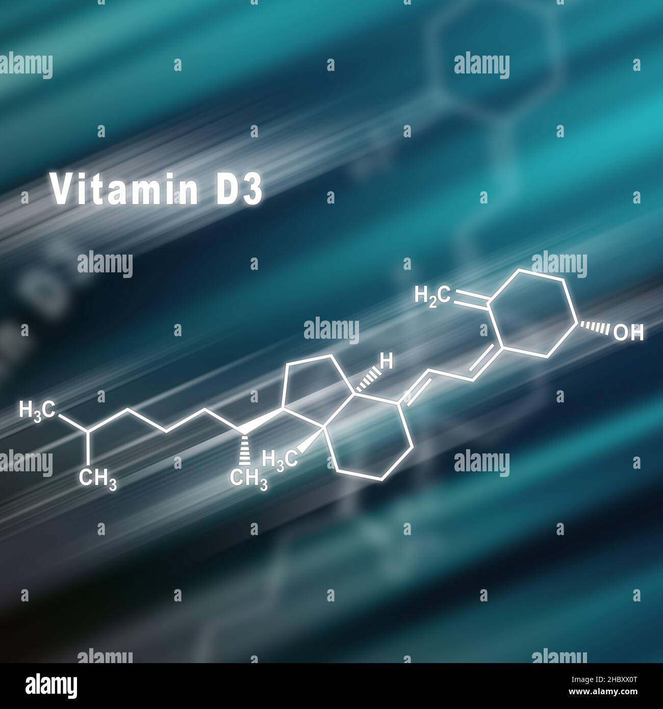 Vitamin D3, Structural chemical formula futuristic background Stock ...