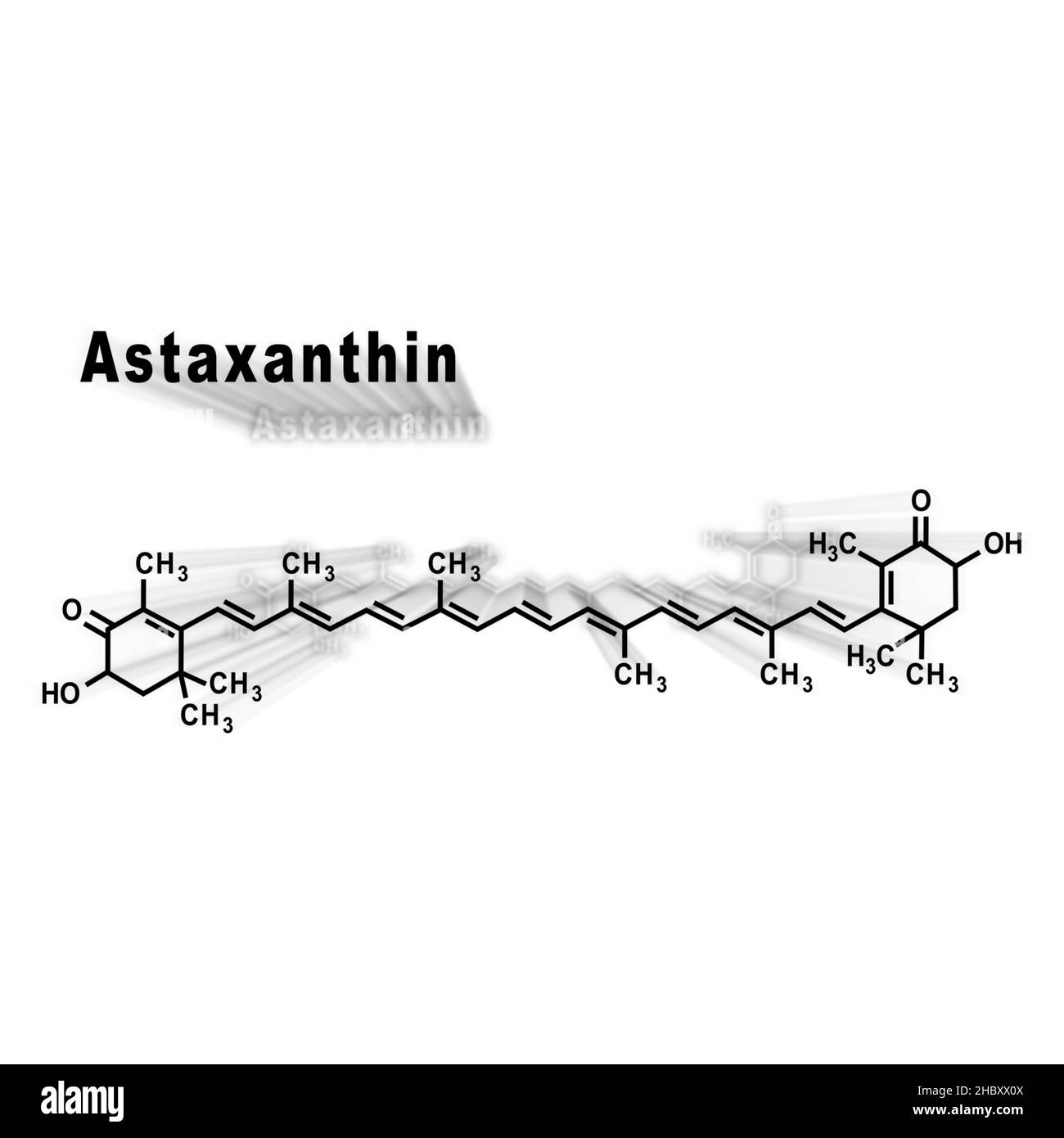 Astaxanthin ketocarotenoid, Structural chemical formula on a white