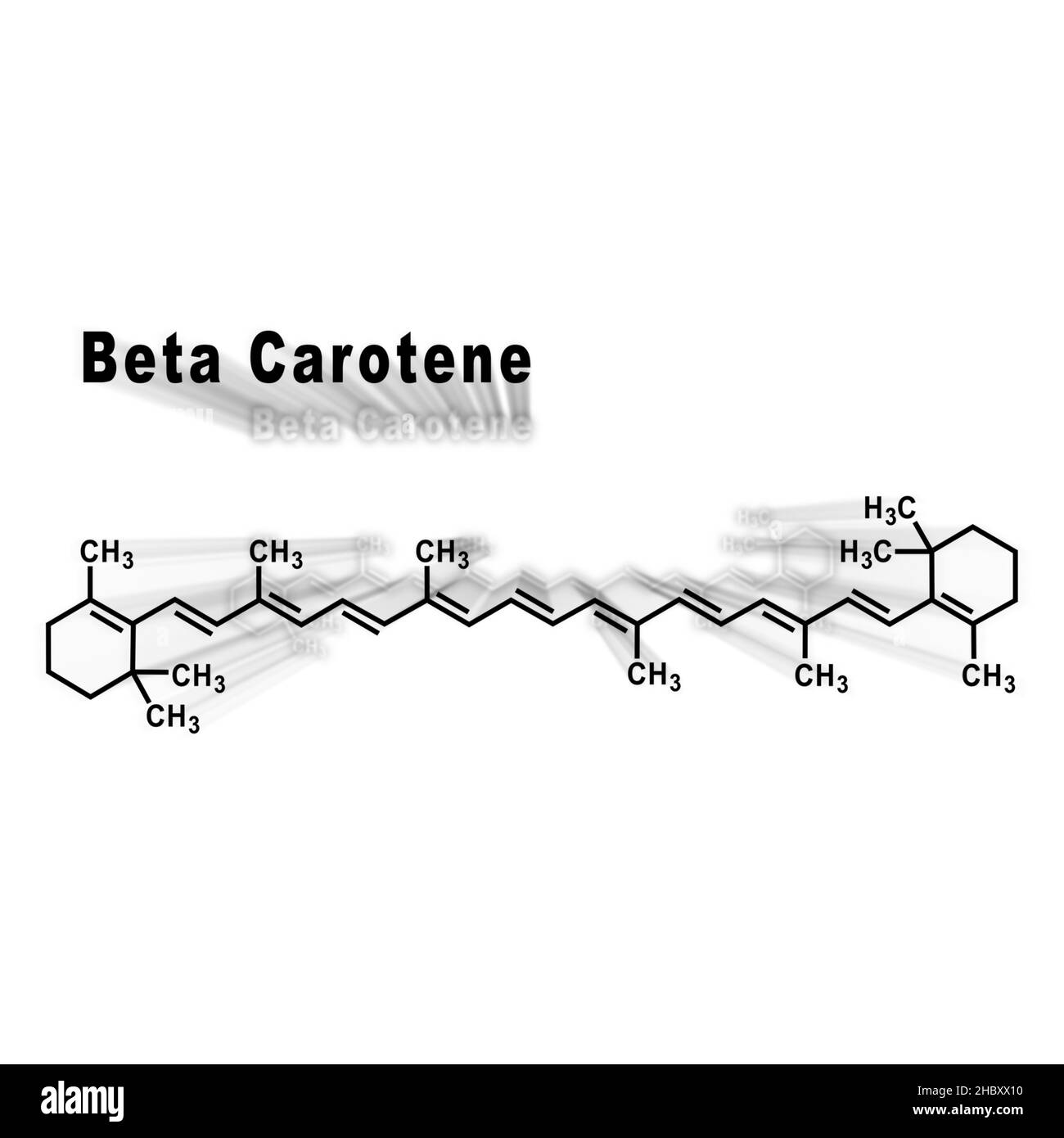 Beta Carotene, Structural chemical formula on a white background Stock