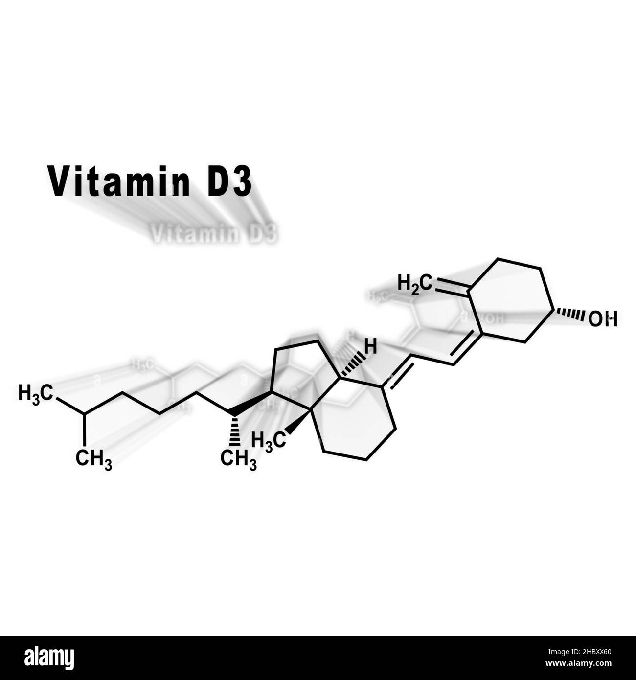 Vitamin D3, Structural chemical formula on a white background Stock