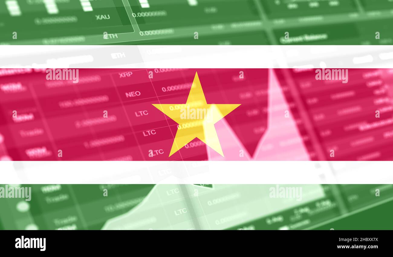 flag of Suriname and Stock market graph bar. Cryptocurrency. Bitcoin Stock  Growth. Conceptual image for investors in cryptocurrency and Blockchain Tec  Stock Photo - Alamy