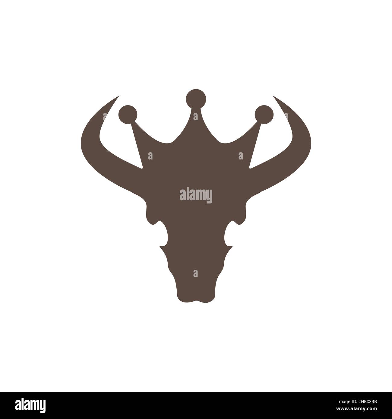 cow skull with crown logo design vector graphic symbol icon sign illustration creative idea Stock Vector
