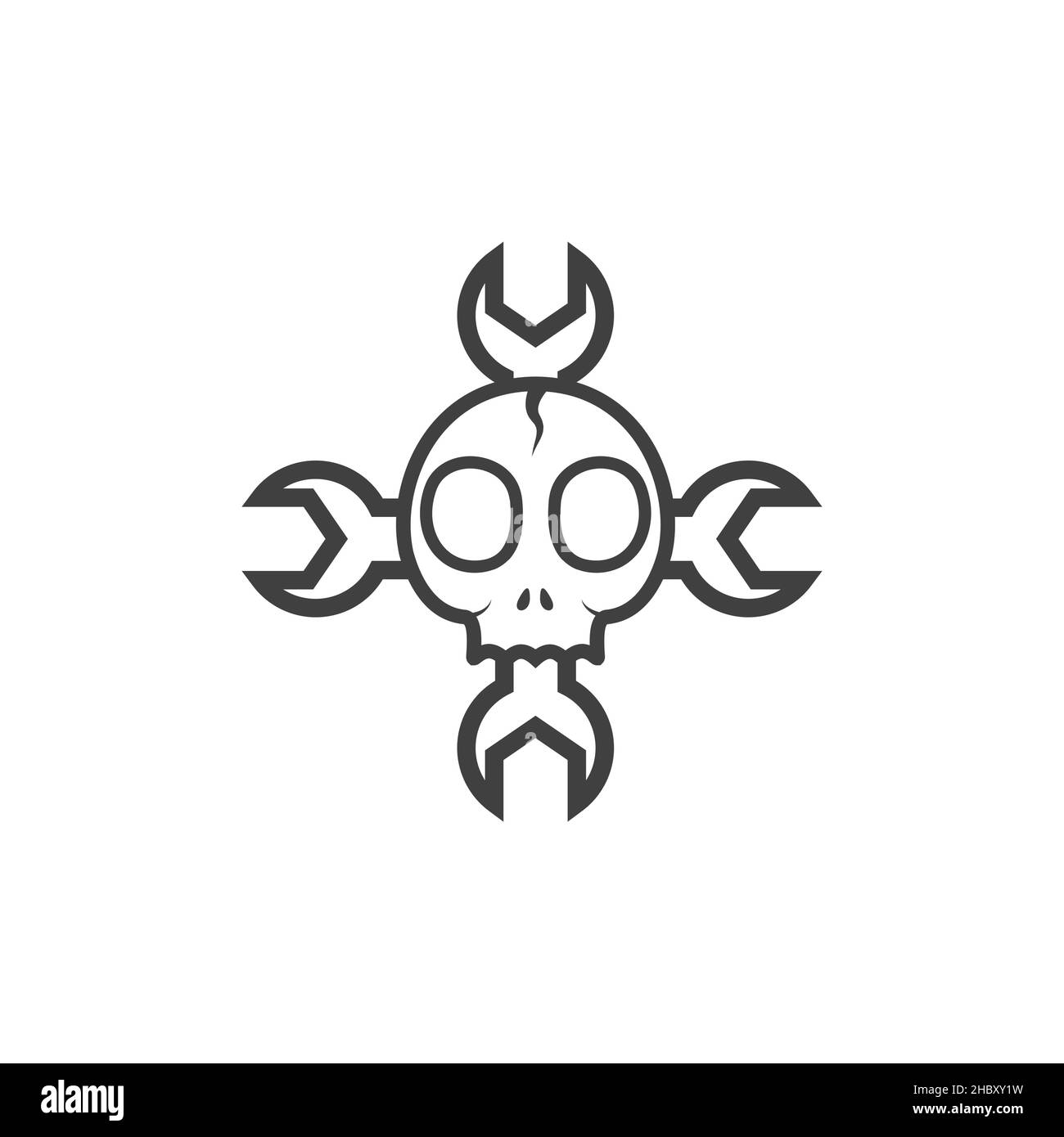 skull with cross wrench logo design vector graphic symbol icon sign