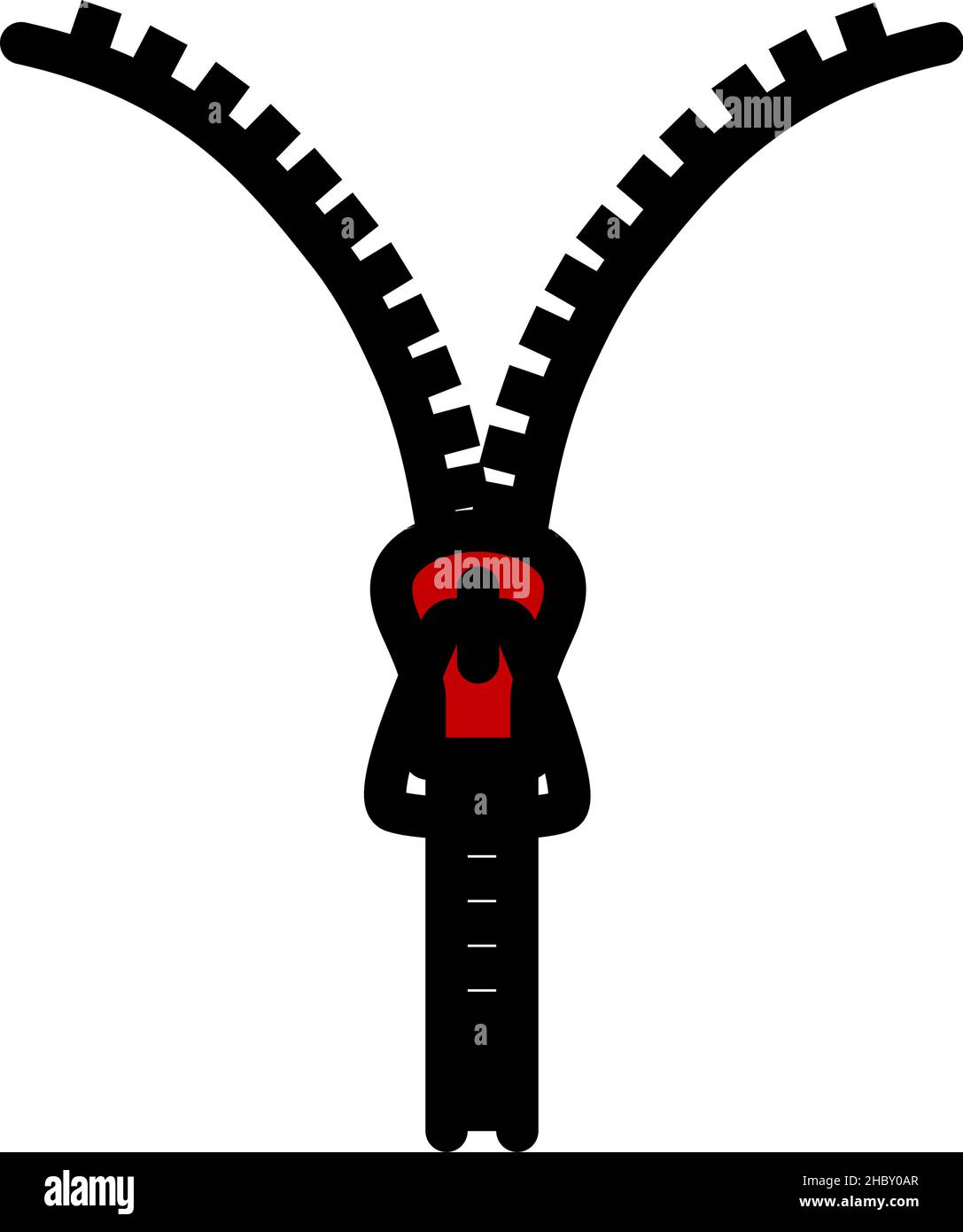 Sewing Zip Line Icon. Editable Bold Outline With Color Fill Design