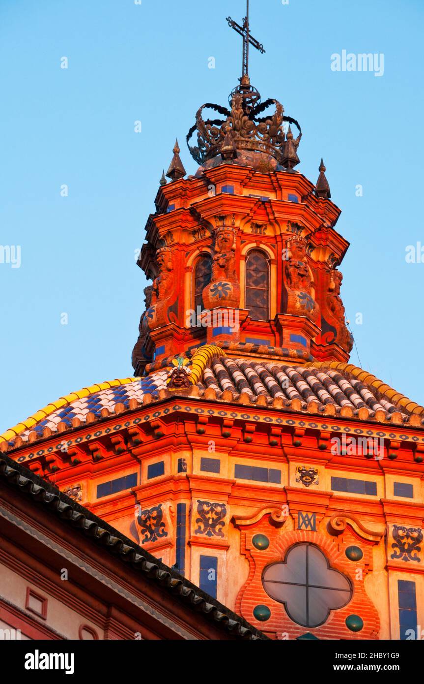 Details of the Spanish style iron cross and crown of the Church of