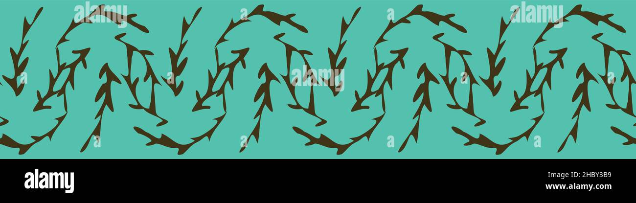A green botanical horizontal vector border print Stock Vector