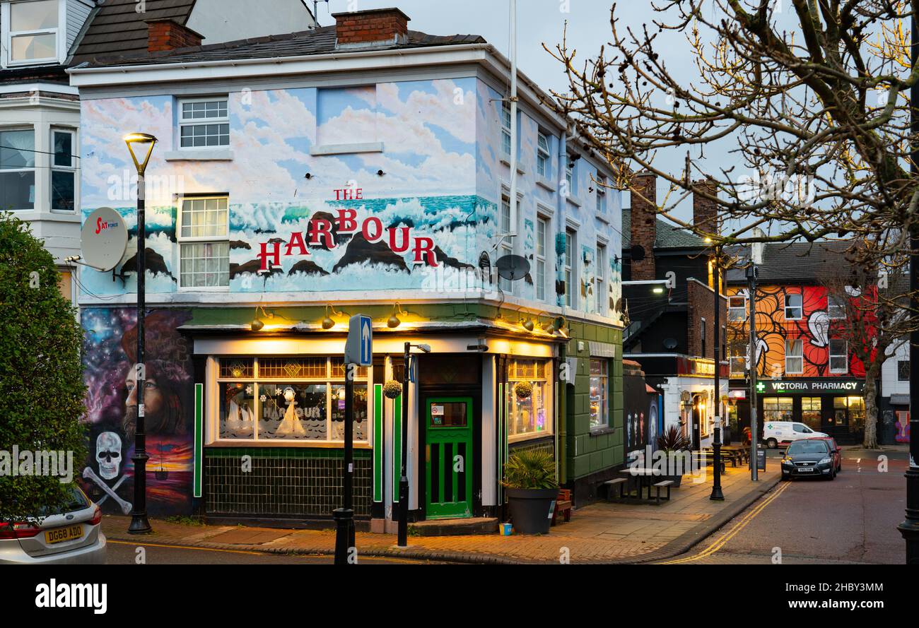 The Harbour Pub, The Victoria Quarter, New Brighton, the Wirral. Image taken in December 2021. Stock Photo