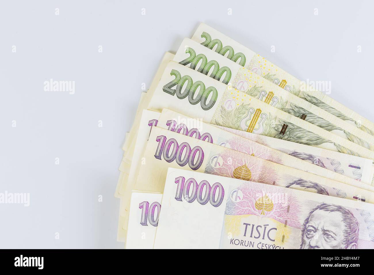 Czech koruna banknotes nominal value thousand currency Stock Photo