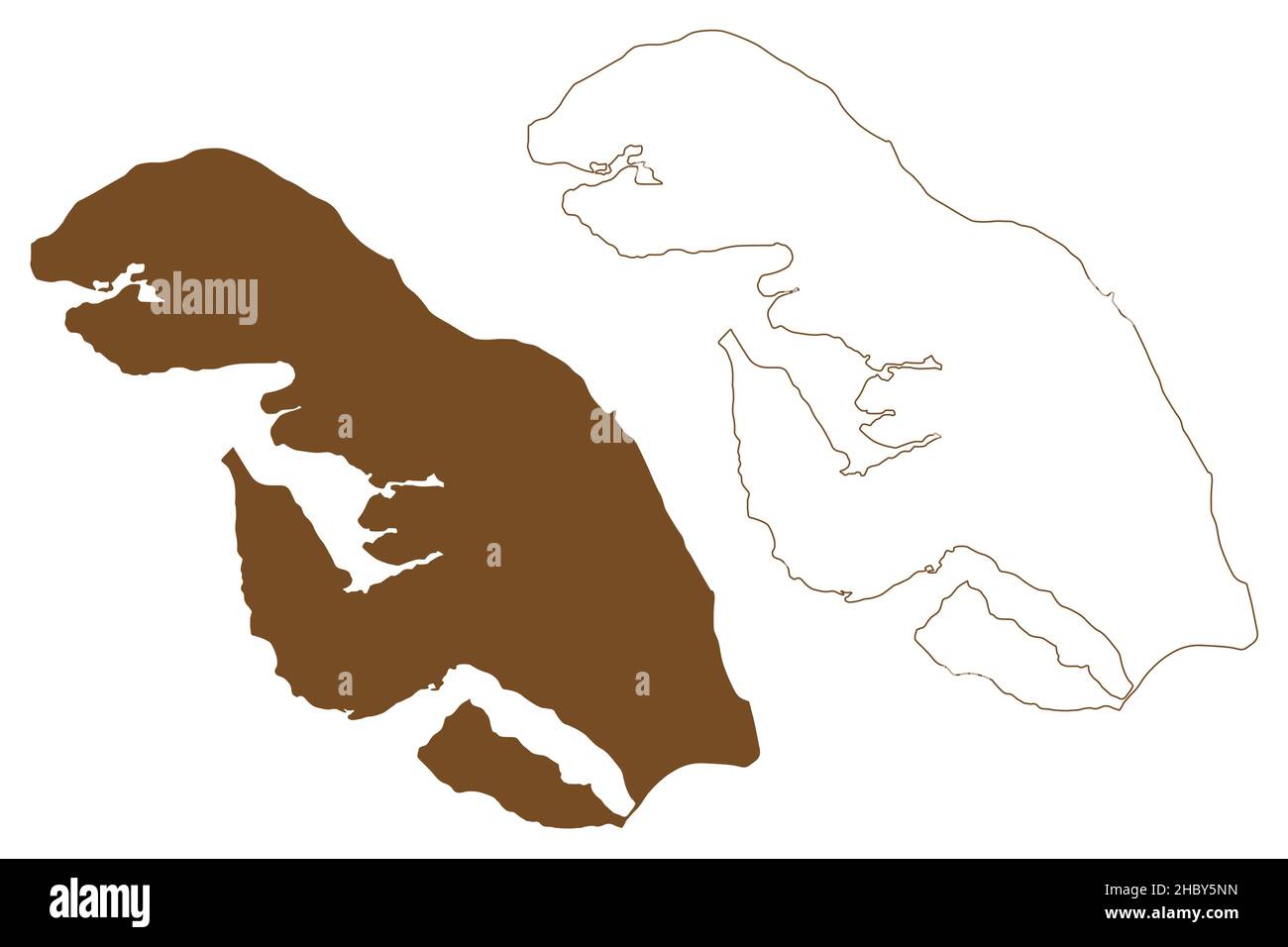 Als island (Denmark, Baltic Sea) map vector illustration, scribble sketch Als map Stock Vector