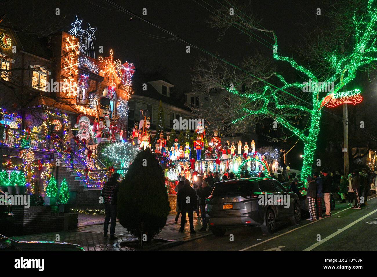 People visit the Dyker Heights Christmas Lights on December 21, 2021 in