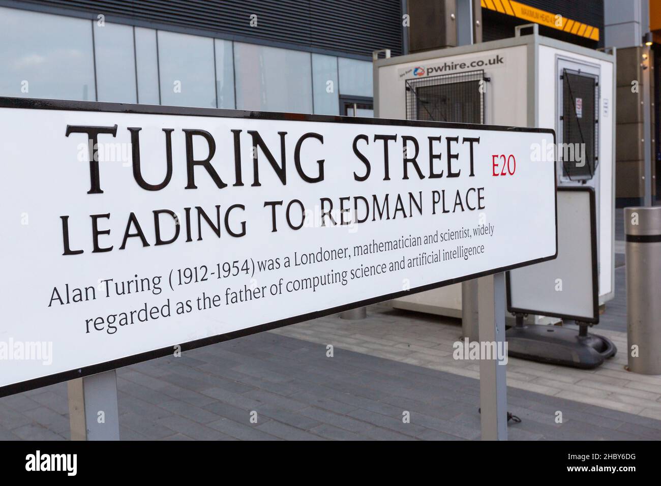 Turing street sign E20, london, uk Stock Photo