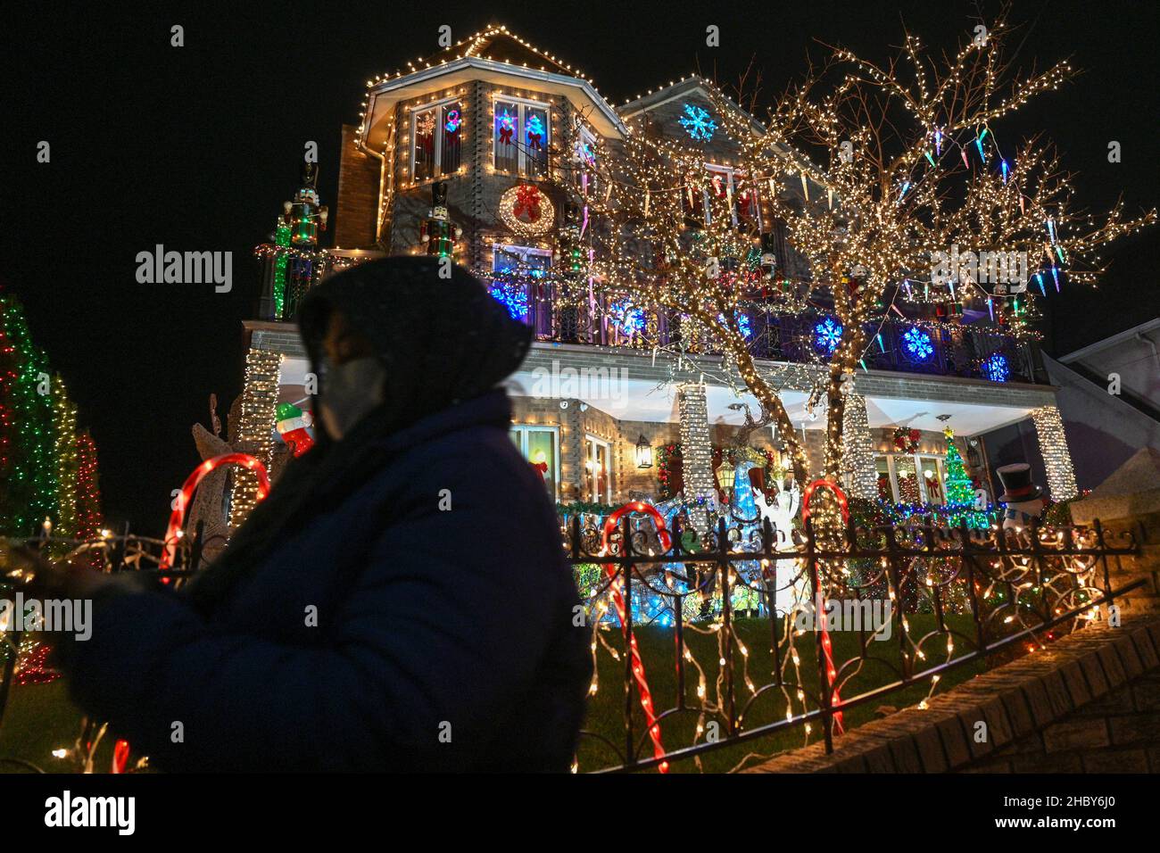People visit the Dyker Heights Christmas Lights on December 21, 2021 in