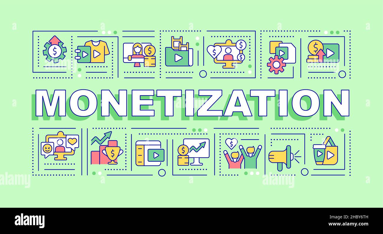 Content monetization word concepts green banner Stock Vector