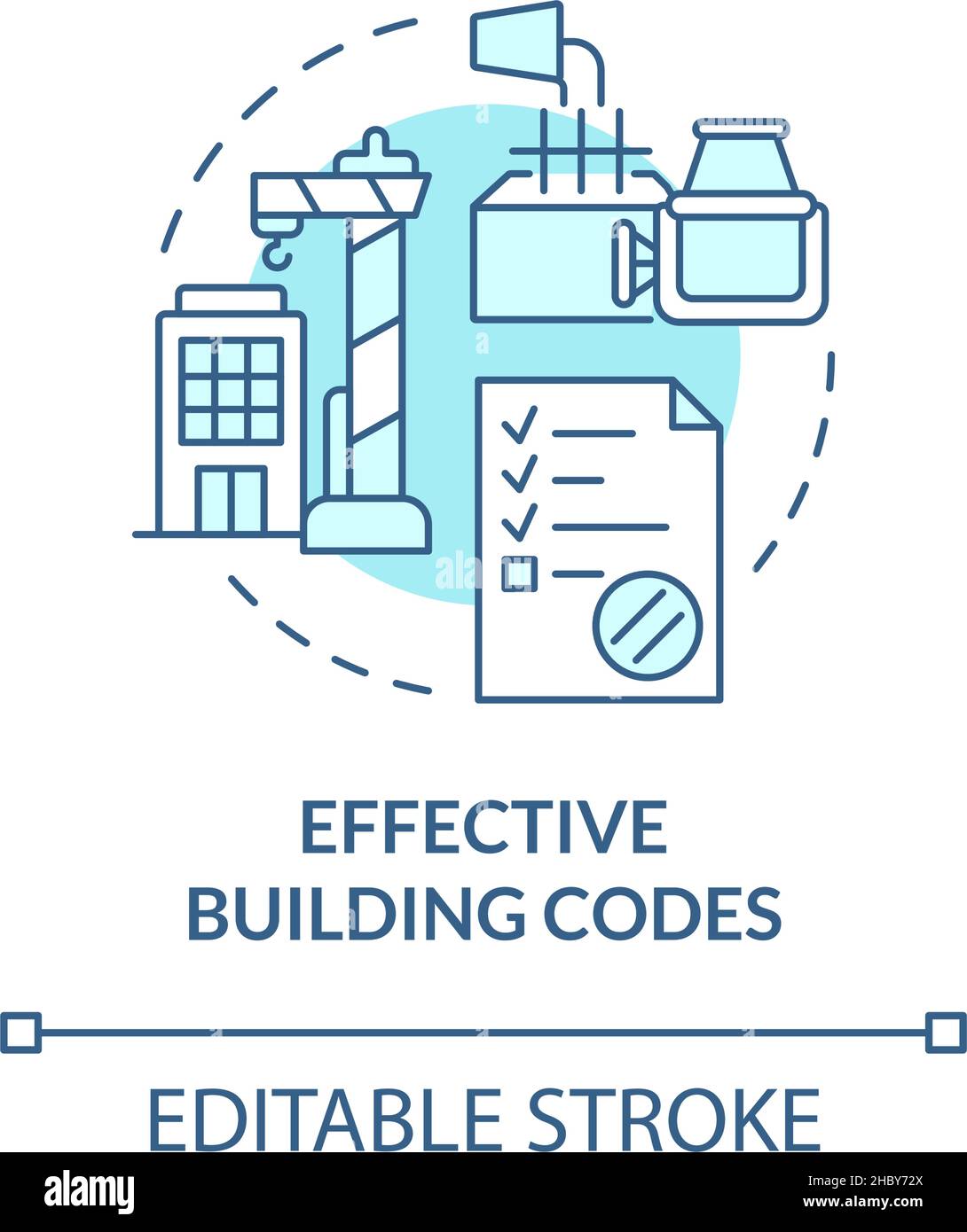 Effective building codes turquoise concept icon Stock Vector Image ...