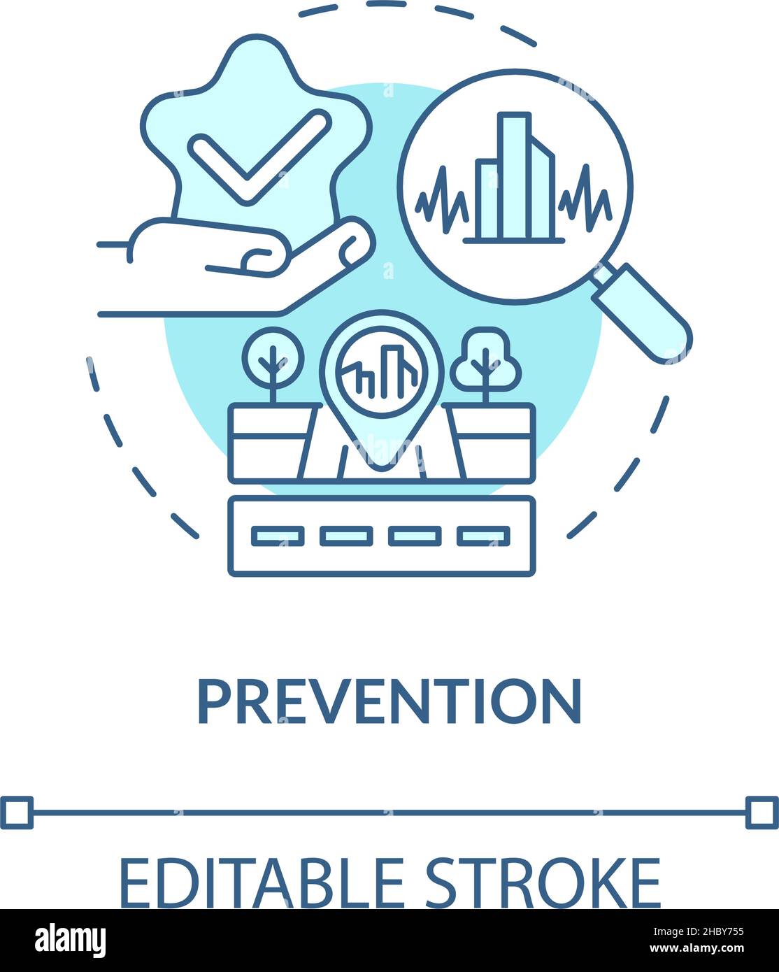 Prevention turquoise concept icon Stock Vector