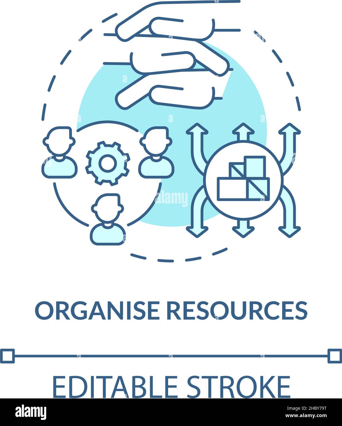 Organise resources turquoise concept icon Stock Vector