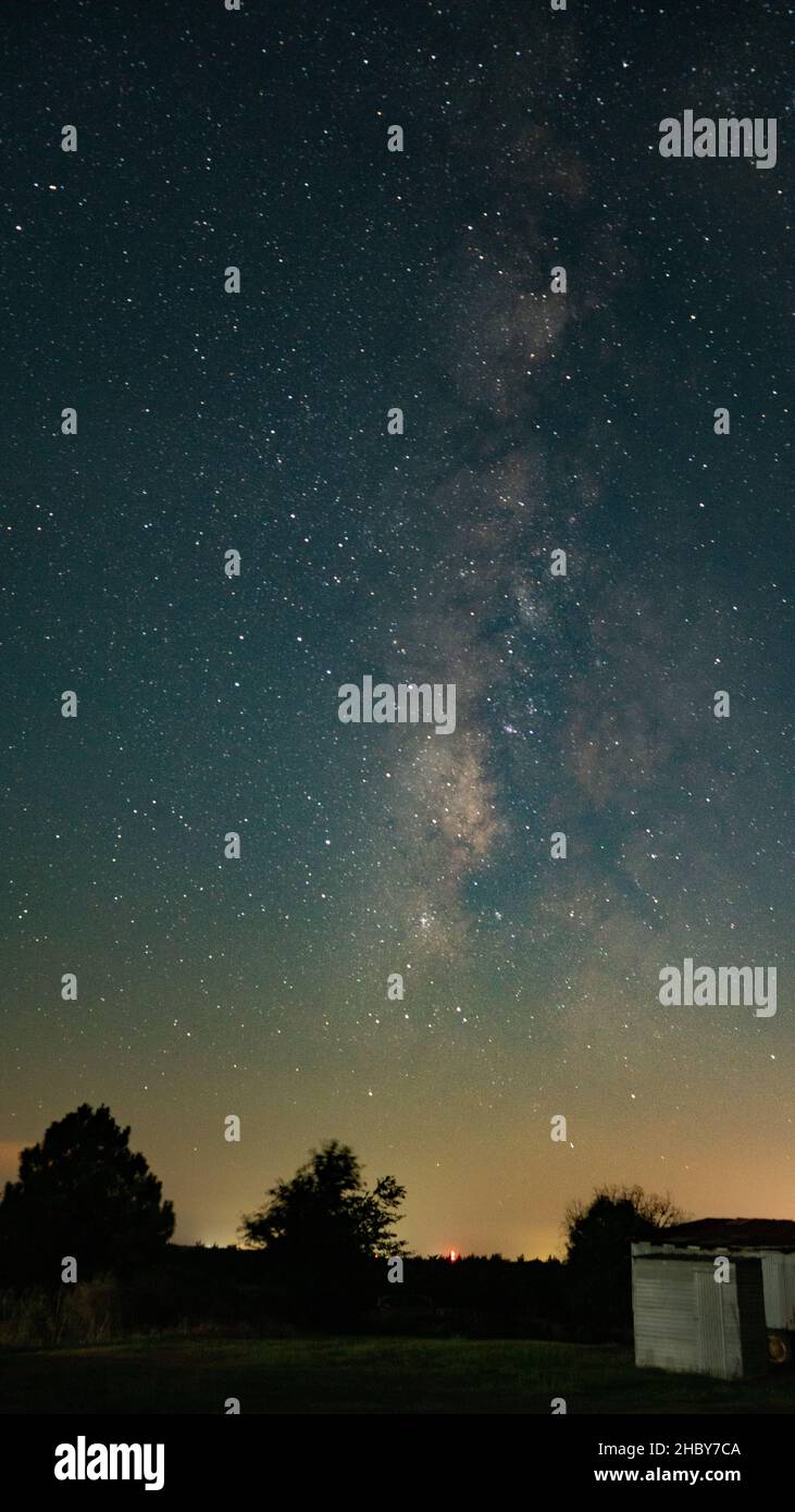 A vertical shot of the Milky Way at night. Beautiful starry sky Stock ...