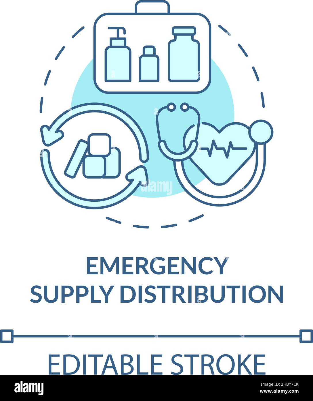 Emergency supply distribution turquoise concept icon Stock Vector