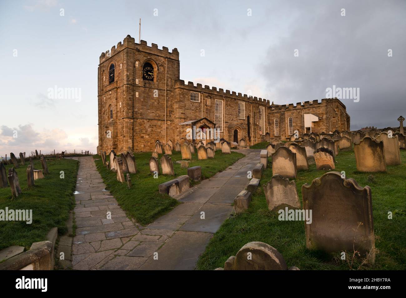 St Mary's Church, Whitby, North Yorkshire, UK. The church has a Georgian interior and is a listed building. Stock Photo