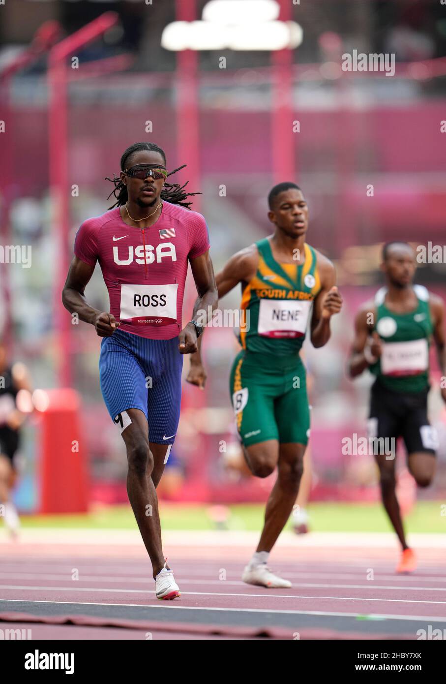 Randolph Ross competing in the 400 meters of the 2020 Tokyo Olympics