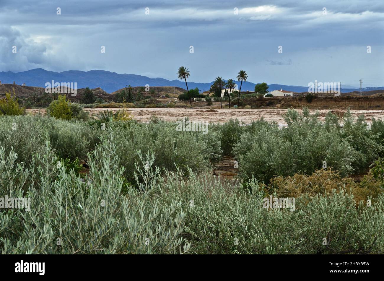 Flood disaster after storm 2012, force of nature, Grima, Andalusia, Spain Stock Photo